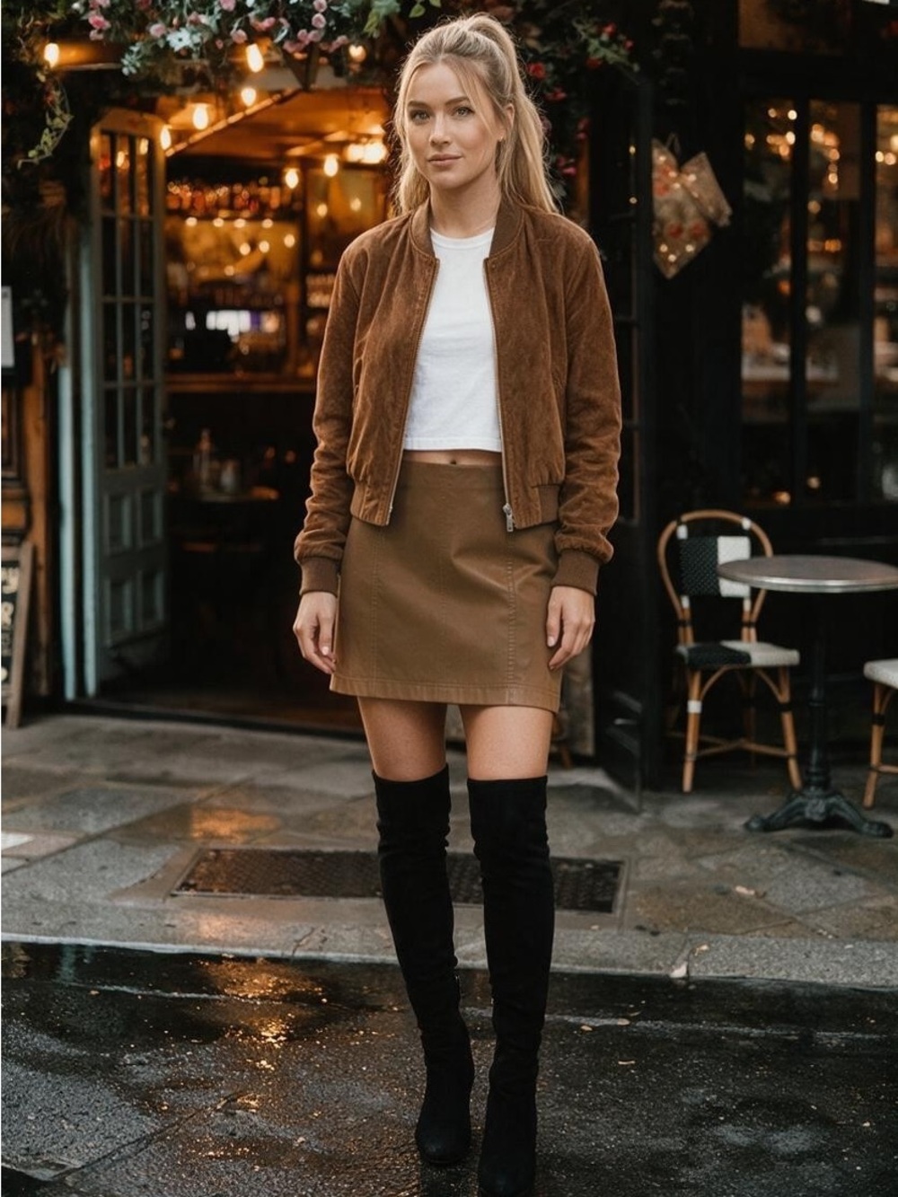 NWT Free People Faux Leather Mini Skirt in Chestnut Brown Size 4